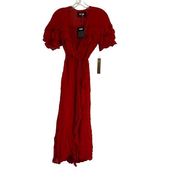 Reformation Garbo Wrap Midi Dress Cherry Red NWT Size XS - Picture 1 of 5